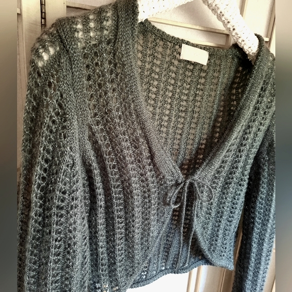 Zadig & Voltaire Sweaters - Zadig & Voltaire Mohair/Metallic Grey Arm Warmer Cardigan Size M/L